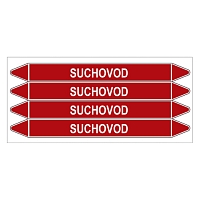 Značení potrubí, suchovod,4 ks, 250 × 26 mm